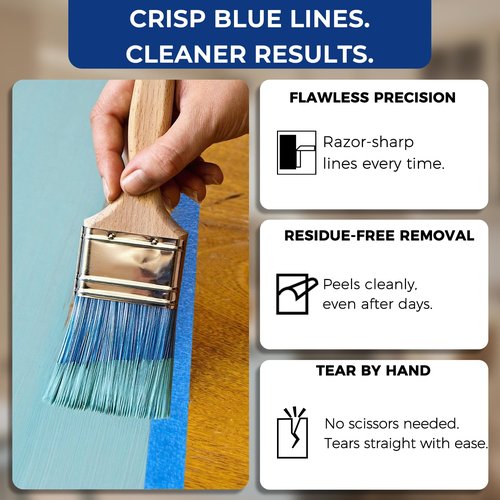 SWRT Blue Painter's Tape 1 Inch x 55 Yards x 24 Rolls (1320 Yards Total) – Multi-Surface Masking Tape, Clean Removal, No Residue, for Walls, Trim, DIY, Crafts & Painting Projects