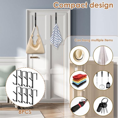 XYDHQS 8Pcs Cubicle Wall Hooks, Adjustable Double Cubicle Fabric Hooks with Screwdriver, Space Saving Metal Hanger for Hanging Clothes Hats Towel, Suitable for Most of The Partition Panels