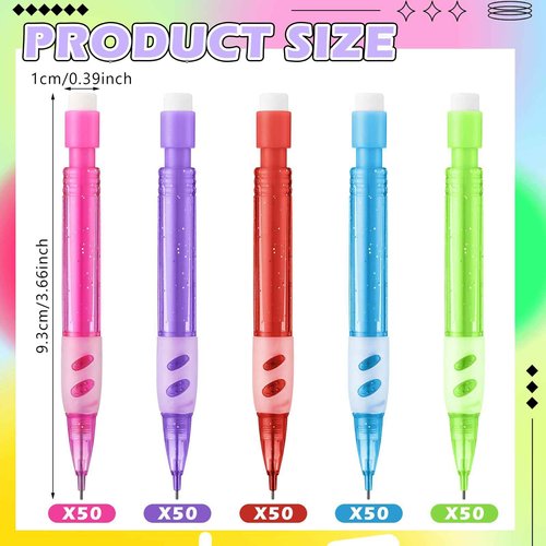 Fuyoooo 250 Pcs Mini Mechanical Pencils Automatic Pencils with Erasers 0.7 mm Small Point for Writing Drawing Sketching Home Office School Supplies