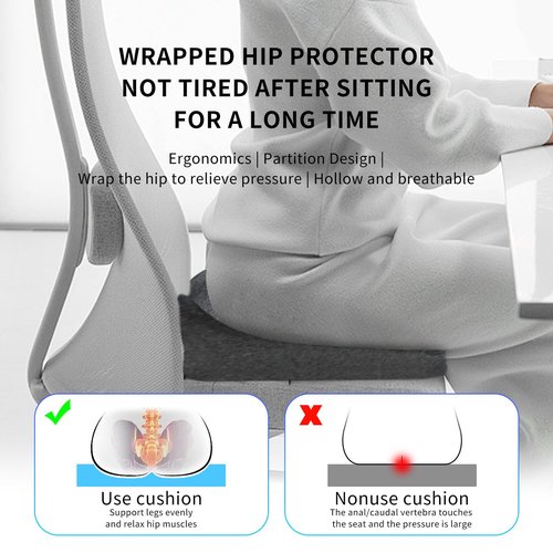 CARHOT Minimalist Memory Cotton Seat Cushion - Pressure Relief for Office Chairs, for Senior Citizen,The Cushion lab,Pressure Relief Cushions for Sitting (Dark Gray)