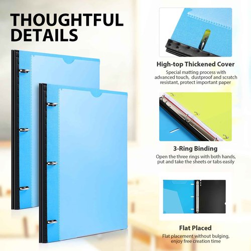 WOT I Telescoping 3 Ring Binder 1 Inch 4 Colors + Telescoping 3 Ring Binder 1 Inch Black 4PCS