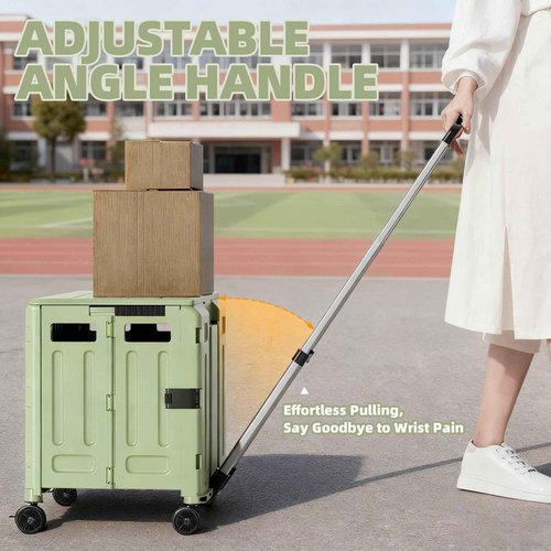 Heavy Duty Rolling Cart for Stairs:Collapsible Utility Crate with Wheels & Handle Foldable Tote Box for Toolbox Trade Show Supplies Teachers TODAYGO Mobile Storage Cart with Lid