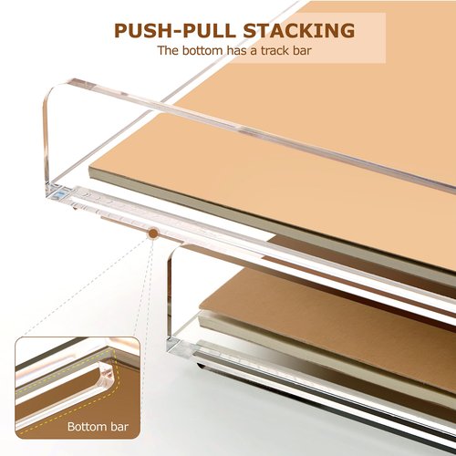 2 Pack- Stackable Paper Letter Tray, A4 File Tray Desk Organizer, Acrylic Desk Organizers and Accessories Sorter, Clear Workspace Office Supplies Organizers, 12.4inx8.86inx3.46in