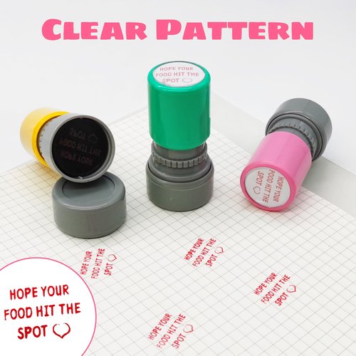 3 PCS Hope Your Food Hit The Spot Stamp, Server Stamps for Checks Self Ink Stamp for Service Work (Red Ink)