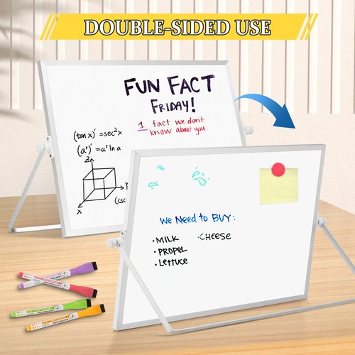 AMUSIGHT Dry Erase Magnetic White Board, 16" x 12" Double-Sided Desktop Whiteboard with Stand, Portable Small Whiteboard Set for Drawing, Office, Home, School