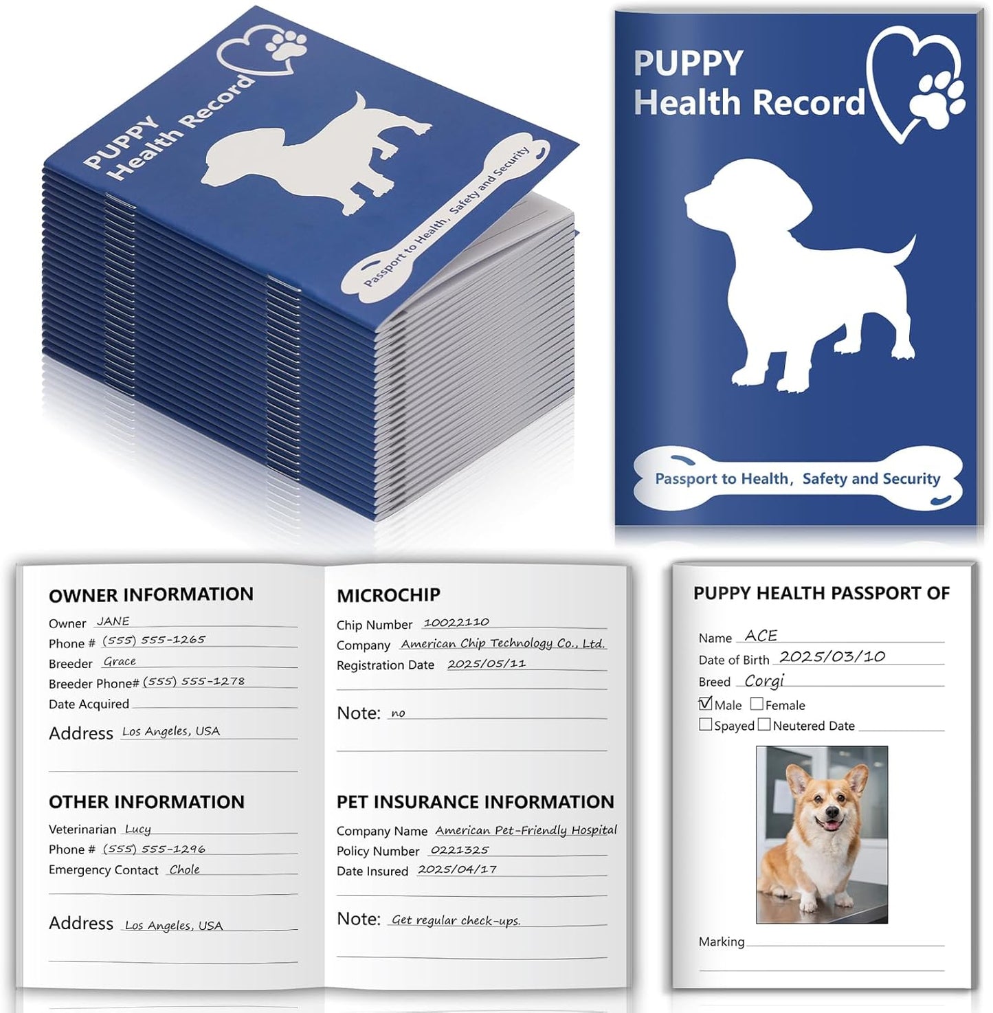 1 Pack Puppy Shot Record Booklets 12 Sheets Per Pack Dog Vaccination Record Book Dog Health Records 5*3.5inch Dog Information Record Notebook dog medical and vaccine book for Pet Lovers Doggy Medical