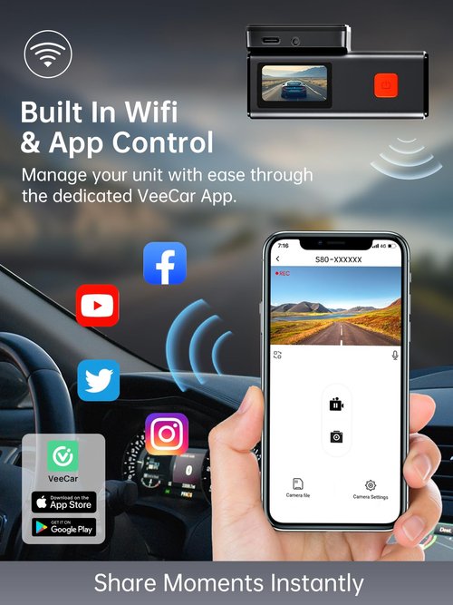 Dash Cam Front and Rear, 4k+1080P Dual Dash Camera for Cars, 1.5” WiFi Mini Dashcam with App, 170°Wide Angle Car Camera, Night Vision, 24H Parking Mode, 32GB Card Included, G-Sensor, Support 256GB Max