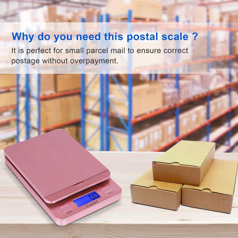 Fuzion Shipping Scale, Digital Postage Scale for Packages 86 lb/0.1oz with Hold and Tare, Postal Scale with Flip Holder, Package Scale for Small Business, Battery & AC Adapter, Rose Gold