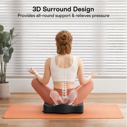 Forcanby Seat Cushions for Office Chairs - Pressure Relief Seat Cushion - Car Seat Cushions for Pressure Relief, Tailbone Pain, Sciatica & Back Pain Relief for Office Chairs (Jet Black)