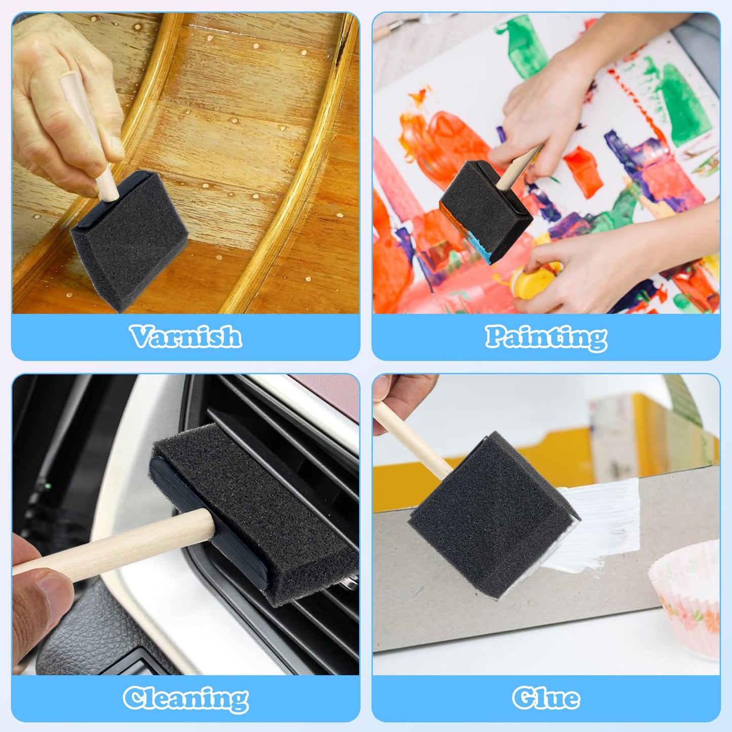 Clofiak 6 Pcs Foam Paint Brushes, 3 Inch Sponge Brushes