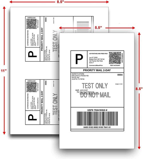 IDEALSEAL Half Sheet Self Adhesive Shipping Labels for Laser & Inkjet Printers, 500 Count (1000 Labels)