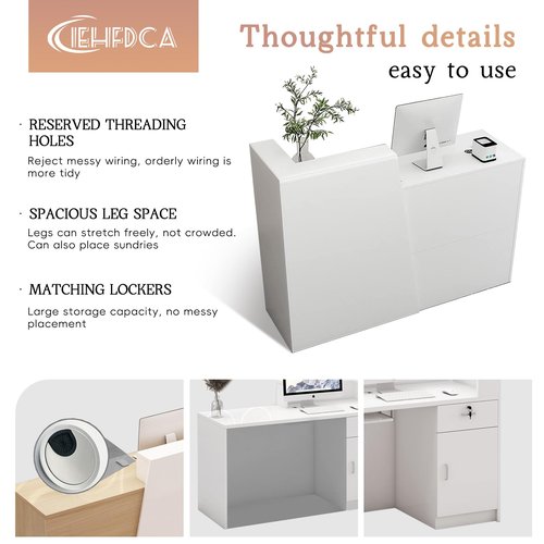 IEHFDCA Retail Reception Desk with Storage, Modern Checkout Counter for Store, Anti-Scratch Front Desk for Salon, Boutique, Cafe – Easy Assembly B 45.3" x 16.5" x 39.4"