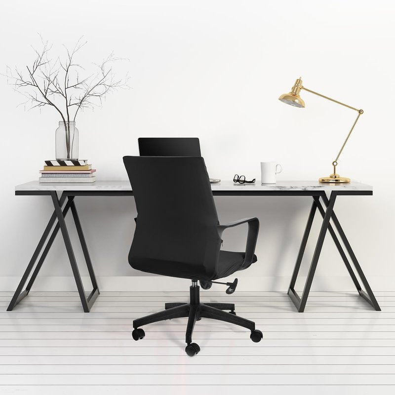 Tallew Office Chair Cover Stretchable Computer Universal Chair Seat Covers Removable Desk Chairs Slipcovers Washable Office Cushion Backrest for Rotating(Black)