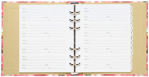 C.R. Gibson Floral Watercolor Refillable 6-Ring Address Book, 440 Entries, 6.5" W x 7.25" L
