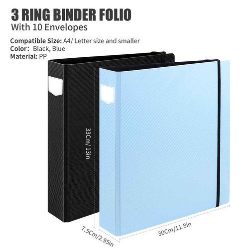 Uquelic Large Folio Document Organizer, Important Document Organizer with 8 Expandable A4 Size & 4 A5 Size Plastic Document Envelopes for Important Paper Files,Photos, Letters, Labels Included (Black)