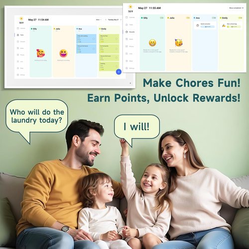 21.5 Inch Smart Digital Calendar β Electronic Chore Chart & Planner with 1920x1080P IPS Touchscreen, Weekly/Monthly Family Organizer for Wall or Desk, White 2025 New Version