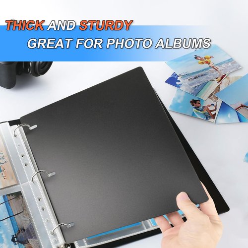 Full Page Flat Sheet Lifters & Page Protectors for Letter Size 11" x 8.5", 3 Hole Binder Separators for Binder Page Protectors, Family Tree, Photo Albums Helps You Turn The Page Better (Black 20 PCS)