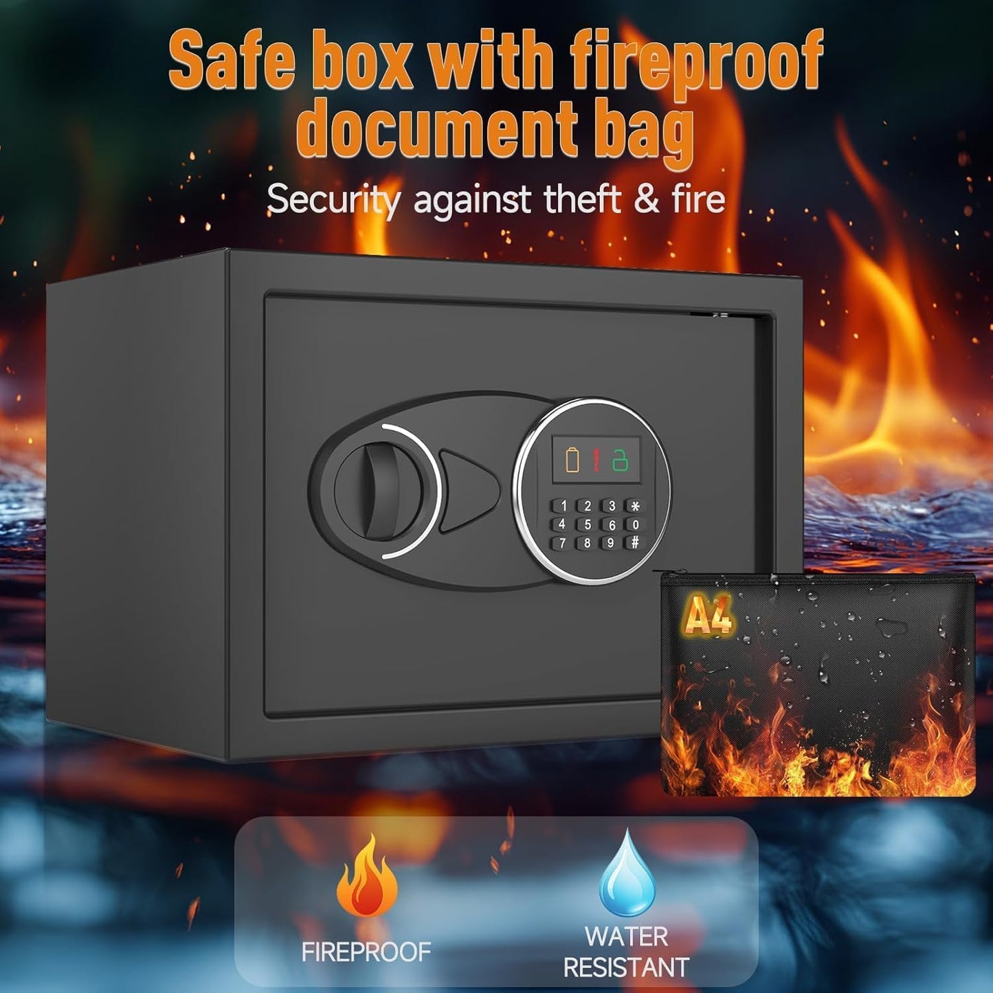 <1.6 cu.ft.>Goldenkey Digital Safe with Electronic Keypad, Document Safe with Removable Shelf, Personal Safes Box Perfect for Guns, Laptop for Home, Office, Hotel, 11.81"D x 14.96"W x 11.81"H