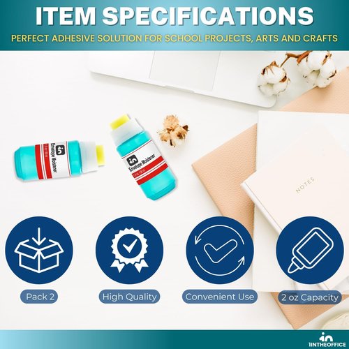 1InTheOffice Envelope Moistener - 2 Pack for Effortless Sealing | Ideal for Home or Office Use