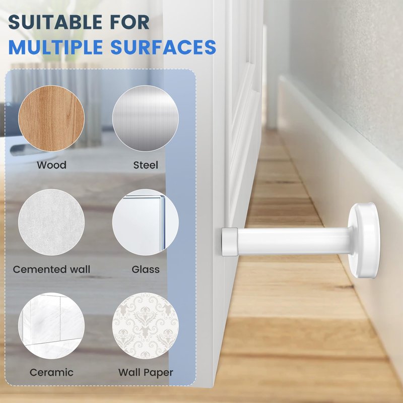 2 Pack Door Stops, Stainless Steel Door Stoppers, No Drilling Door Stops for Bottom and Top of Door, All White
