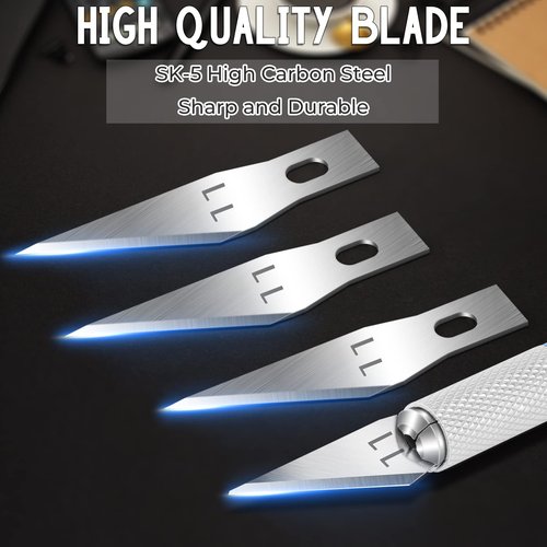Jetmore 100 Pack Exacto Knife Blades, Hobby & Craft Knife Replacement Blades with Storage Box for Scrapbooking, Caving & Stencil