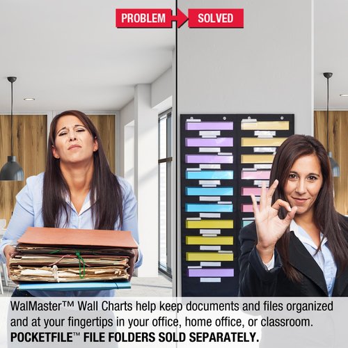 Ultimate Office WalMaster Heavy Duty, 20-Pocket Wall Chart Filing System WITH LABEL HOLDERS for Classroom and Office, File Organizer Includes Mounting Hardware & Door Hooks POCKETFILES SOLD SEPARATELY