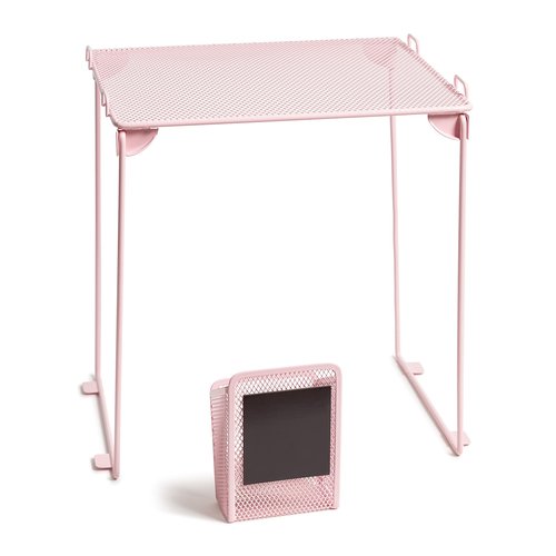 U Brands Blush Mesh Locker Organization Kit, Includes Magnetic Cup and Folding Shelf, 2 Pieces