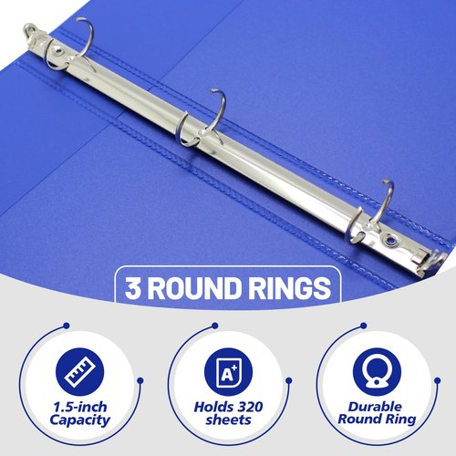 1.5 Inch Binders 3 Ring Clear View Cover Holds 8.5 * 11 inch Papers for School Binder or Office Binder Supplies 4 Packs (4 Colors)