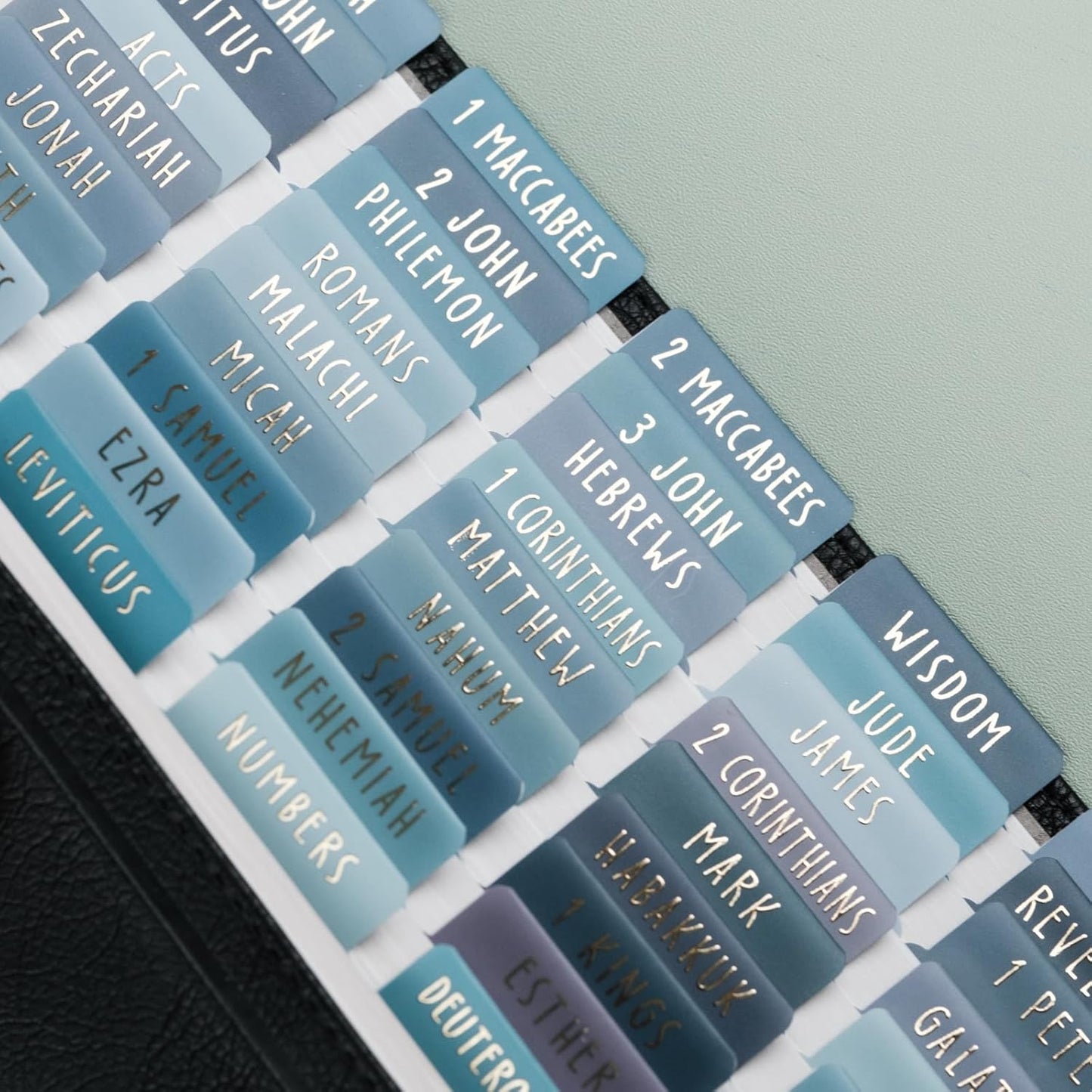 UPAFEXXI Bible Tabs - Laminated with Gold Foil Embossed Lettering | Easy-to-Read Large Print Stickers for 80 Chapters