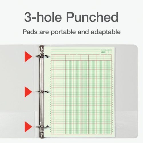 Adams Analysis Pad, 8 1/2" x 11", 100 Pages (50 Sheets), 6 Columns, Green