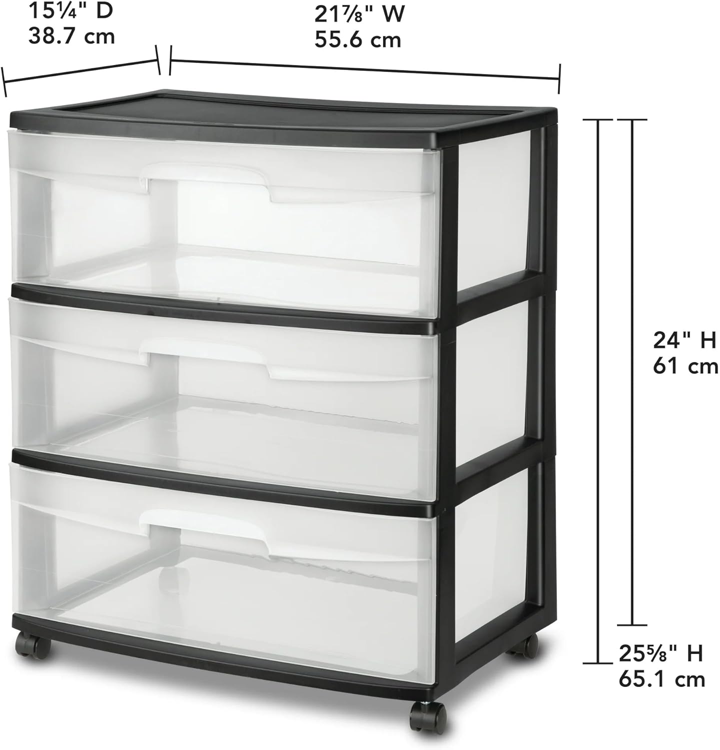 "Wide 3-Drawer Rolling Storage Cart with Wheels - Heavy-Duty Mobile Organizer for Home, Office, Closet | Drawer Storage Cart with Smooth-Gliding Casters"