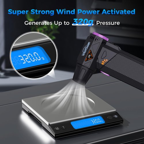 Westswan Compressed Air Duster, 210000RPM Mini Electric Air Duster Equipped with Continuously Variable Speed, 320g Wind Pressure Turbo Blower with Vacuuming Unit for Keyboard, PC, Car, Home(Black)
