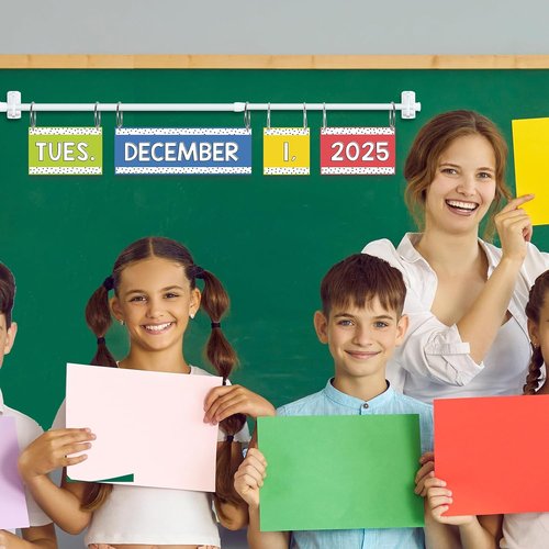 Rainbow | Flip Calendar Board Set by Rainbow - Colorful Classroom Decoration with Adjustable Date Cards