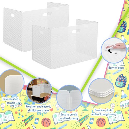 24 Pcs Desk Dividers for Students Plastic Privacy Folders Sturdy and Waterproof Test Privacy Shields Easy to Clean Classroom Test Dividers for School Teacher Student Study Supplies