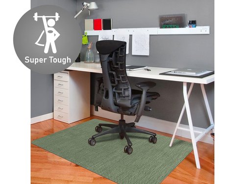 Bungalow Flooring Barbury Weave 9to5 Desk Chair Mat, 3' x 4', Made in USA, Stain-Resistant, Anti-Slip Rubber Backing, Sage