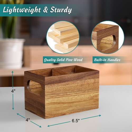 Remote Holder, Acacia Remote Organizer Caddy, TV Remote Caddy for Table, Remote Control Holder, Wooden Storage Organizer for Home decor