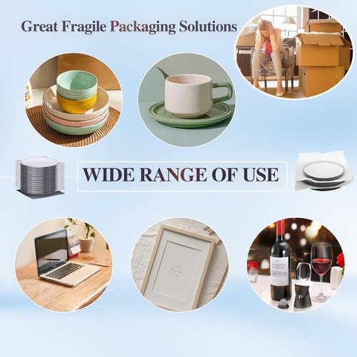 Foam Pouches - 50-Pack Cushion Foam Wrap for Packing Dishes | Ideal for Moving & Shipping Glasses, Ceramics, Mugs (2 Sizes: 7.87" x 7.87" & 7.87" x 11.81")