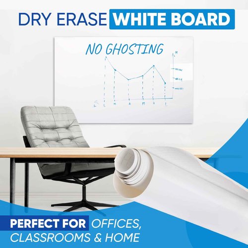 HeatPomelo Whiteboard Sticker for Wall, 132" x 36" (11x3 FT) Peel and Stick Dry Erase White Board Roll, Stain-Proof Self-Adhesive Whiteboard Paper for Home, Office, Classroom