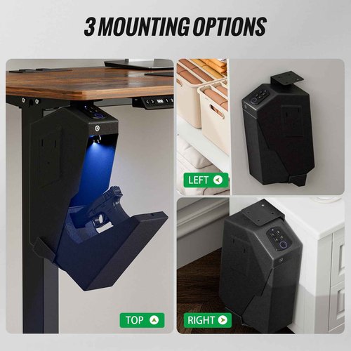 Biometric Gun Safe for Handgun - Quick Access Fingerprint & PIN Code Pistol Safe (Quick-open/close 4-button)
