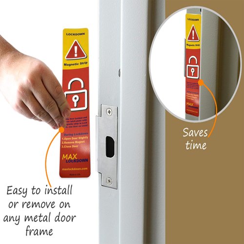 50 Pack Lockdown Magnetic Strips for School Lockdowns, Full Size - Easy and Quick Way to Lock Doors in The Event of a Lockdown or an Emergency.