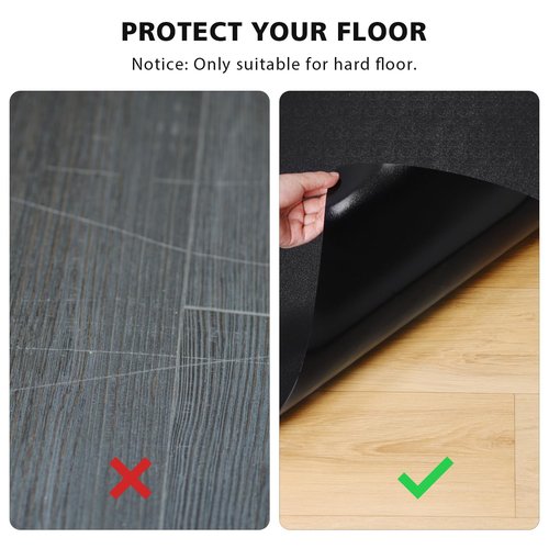 Vinyl Floor Mat for Home, Black Waterproof Area Mat for Under Dining Room Table, Sturdy Plastic Rug Protector for Kitchen, Living Room, Yard, Garage, Large Baby Play Mat (8'×10')