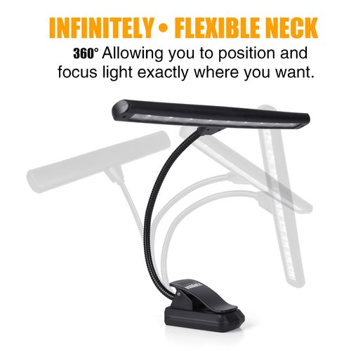 Vshinic Clip On Music Stand Light,18LED Rechargeable Piano Light, Orchestra Light 3 Colors & 2 Levels Brightness Settings,Perfect for Piano, Keyboard,Orchestra,DJ,Craft and Reading