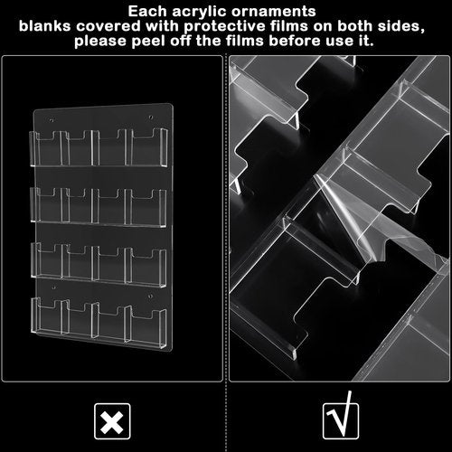 Ripeng 16 Pocket Vertical Business Card Holder Wall Mount Clear Sticker Display Rack Acrylic Business Card Holder Display Vertical Multiple Clear Acrylic Organizer for Home Office Wall