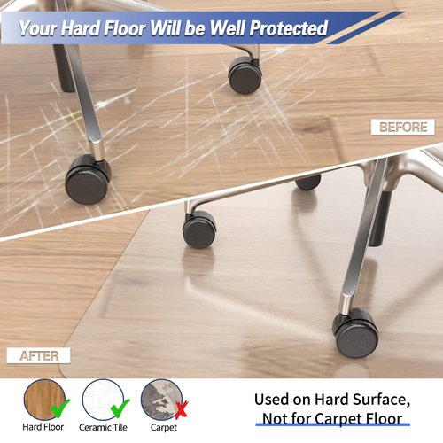 Amyracel Large Office Chair Mat for Hardwood Floor, 46” x 60” Clear Desk Chair Mat for Hard Floors, Easy Glide Office Floor Mat for Hardwood Floors