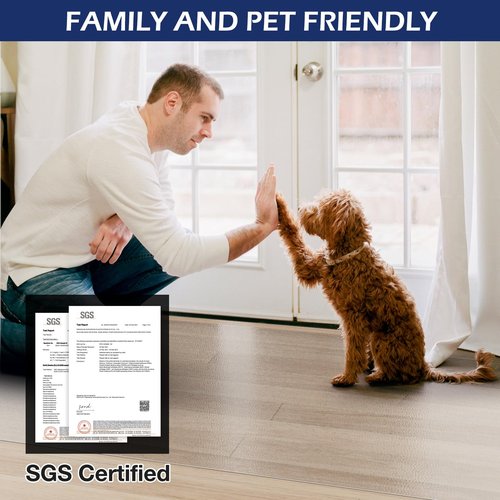 SALLOUS Vinyl Floor Mat for Home, 4'X5' Non-Slip Waterproof Area Rug for Living Room, 0.08'' Thickened Anti-Scratch Floor Protector Plastic Mat for Dining Room Table, Chair Mat for Hard Floors (Clear)