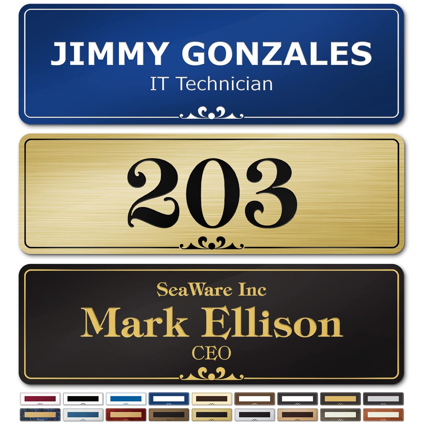 Name Plates for Doors, Custom Office Door Signs, Personalized Wall Plaques - 2.5x8 Inch, 18 Colors, (Prestige) Made in USA By My Sign Center