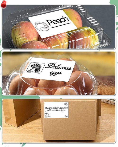Rectangle Thermal Label Stickers - Self-Adhesive 3" x 2" Labels | Compatible with Thermal Printers, 500 Labels/Roll, White