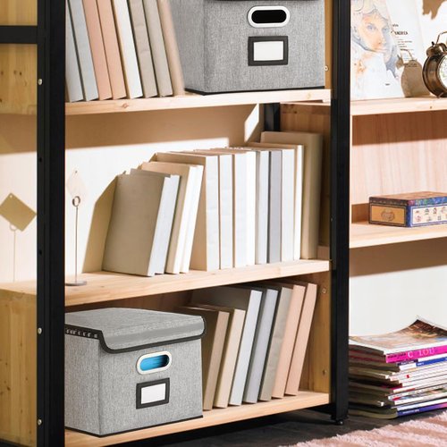 EXLIFBAG Portable File Organizer Box - Collapsible Filing Storage System for Home/Office | 3 Pack