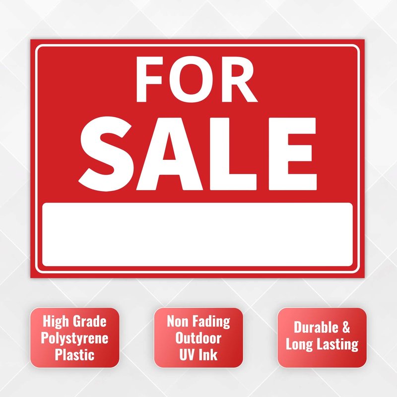 4PC For Sale Sign Car, 14 Inches by 10 Inches - 20 mil Polystyrene Plastic - Car For Sale Signs For Vehicles Window Boat