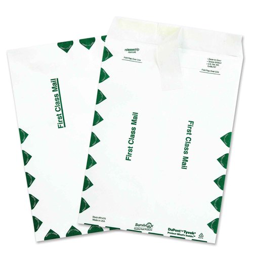 Survivor R1470 Tyvek USPS First Class Mailer, 9 x 12, White (Box of 100)